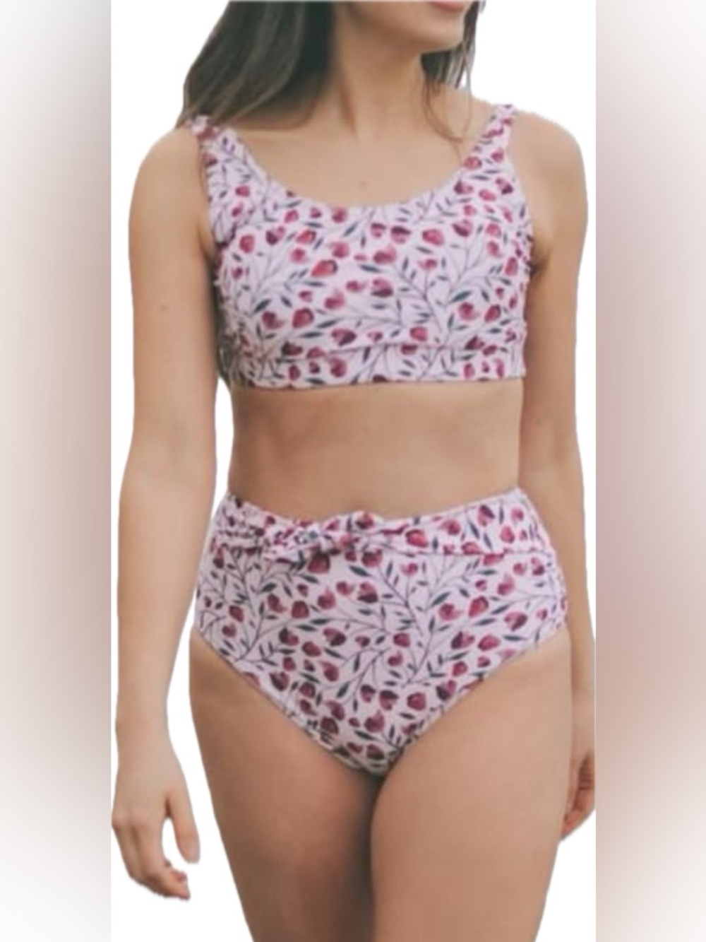 🍁 Honeysuckle Swim Pink Floral Bikini Top and Bottom: Strike a Posie